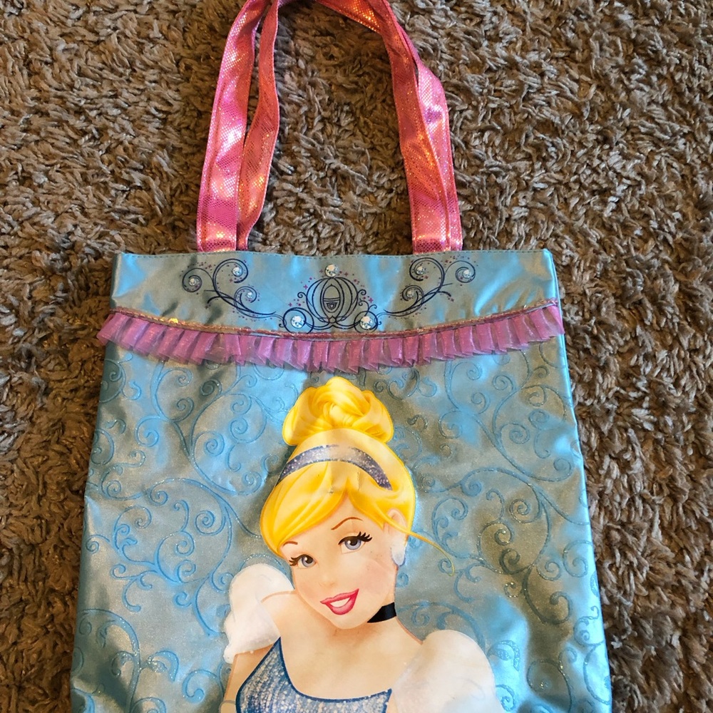 Disney Girls Blue and Pink Cinderella Tote Bag